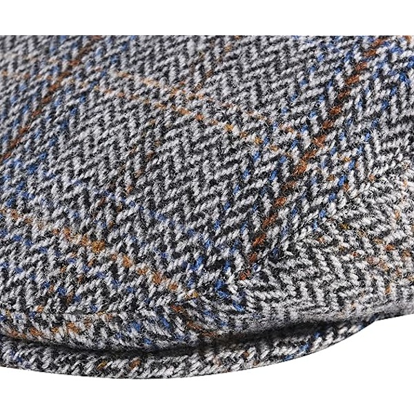Herringbone Flat Cap i ullblandning för män - Brun Khaki
