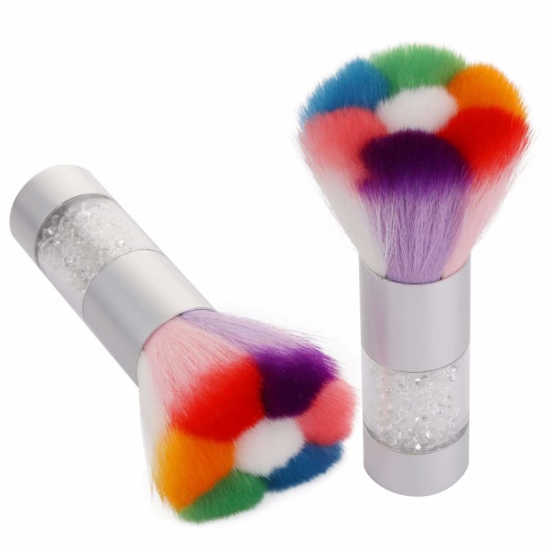 2 Pcs Nail Art Dust Brush Remover Nail Powder For Acrylic Gel UV