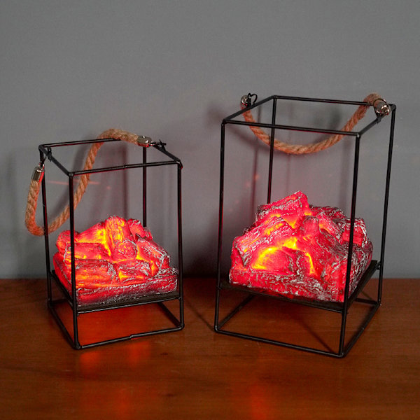 Imitation Charcoal Flames Dekorativa LED-lampor Smidesjärn Prydnader Jul Halloween Gåvor