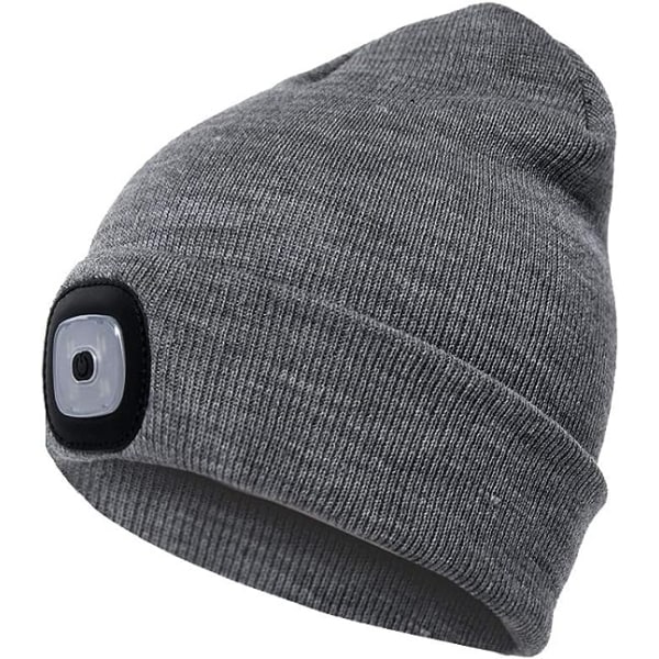 Unisex Beanie med lätta gåvor för män pappa USB-laddningsbar mössa grå