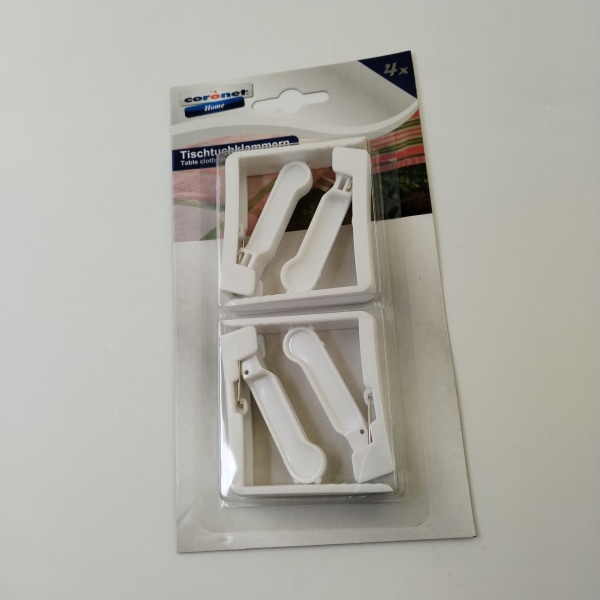 Set med 4 vita plastduksklämmor med justerbar hög spänning