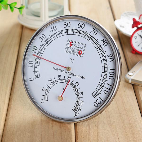 Digital hygrometer termometer, rostfritt stål 2 i 1 basturum hygrometer termometer 0-120℃, inomhustemperatur och luftfuktighetsmätning, 1 st