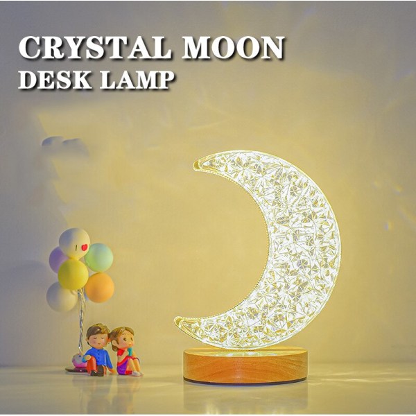 Kristall bordslampa humör ljus sovrum natt present mån dekoration