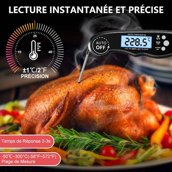 Kötttermometer, 3s omedelbar avläsning matlagnings termometer, kötttermometer,