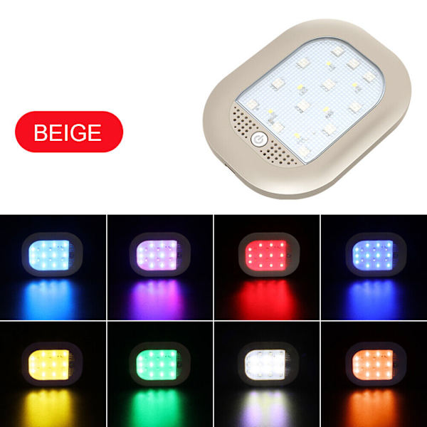 1 st beige USB-uppladdningsbar LED-bil läslampa inre tak N