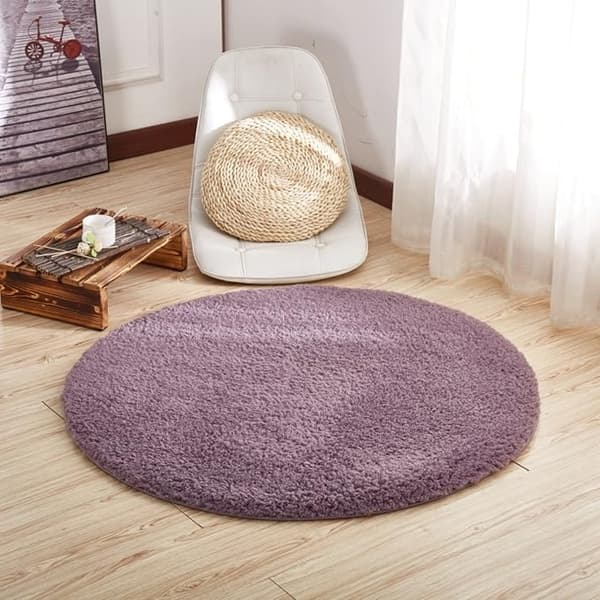 Moderne stuegulvteppe, rundt teppe, mykt, moderne fluffy, tykkere
