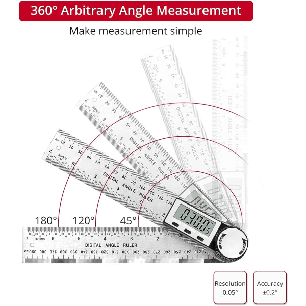 Digitaalinen kulmamittari 0-360° Digitaalinen kaltevuusmittari Ruostumaton teräs