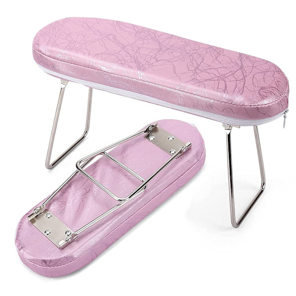 Nagelkudde Handstöd, Mikrofiber Läder Nagel Armstöd Kudde Fäste, Fällbar Professionell Nagelkonst Handkudde, Lämplig för Nagelsalong Skrivbordstekniker (Rosa)