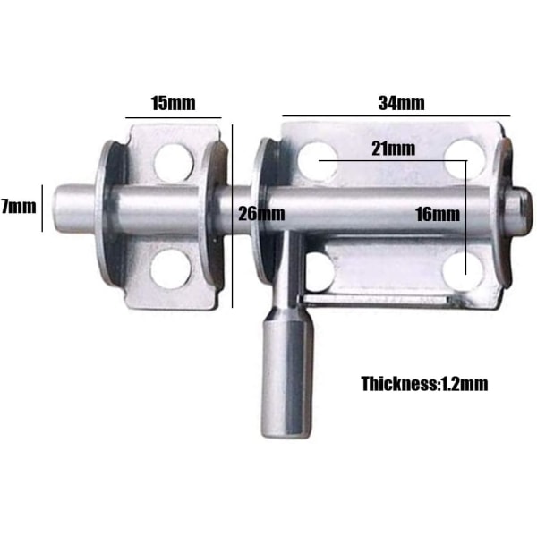 Låsspärr Säkerhetsspärr, 6 st Skjutbult, Rostfritt Ståldörrlås