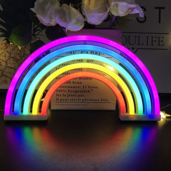 Rainbow Light Up-skilte, Rainbow-vægdekoration til piger, børneværelse,