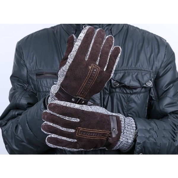 Handskar för män, vintertjocka mockahandskar med pekskärm