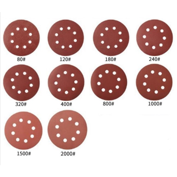 100 Pack 125mm Sandpaper Sanding Disc, Nylon Attachment Sandpaper