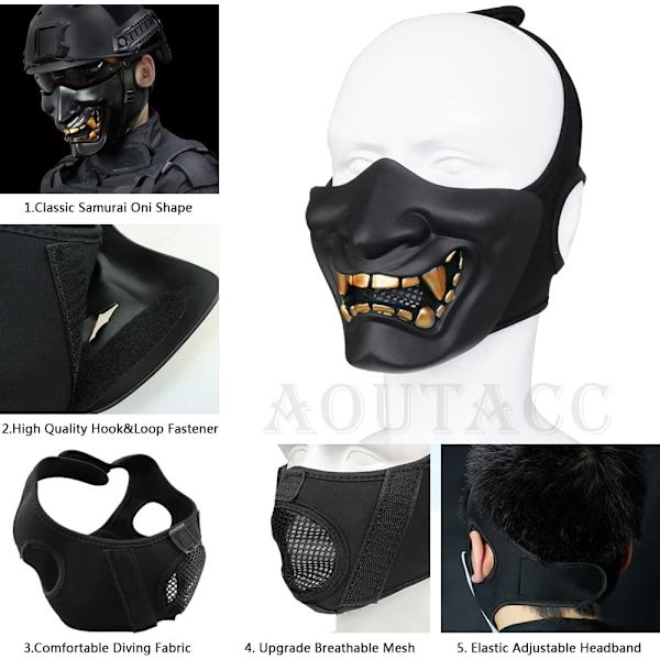 Airsoft Halvmasker, Evil Demon Monster Kabuki Samurai Hannya