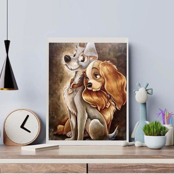Vuxen nybörjare full diamant söt hund DIY diamantkonst kostym familj