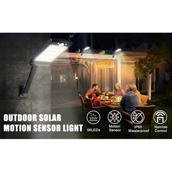 Solcellslampor utomhus, 56 LED enkel att installera rörelsesensor solcellslampa