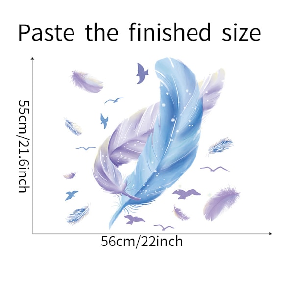 Fjær veggklistremer fuglemønster barnerom blå veggdekor for babyrom G