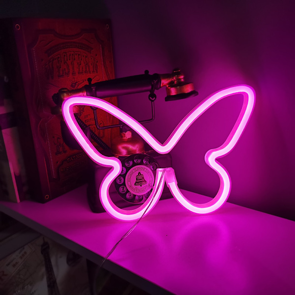 Fjärilsformade neon skyltar Neonljus LED för väggdekor Gaming