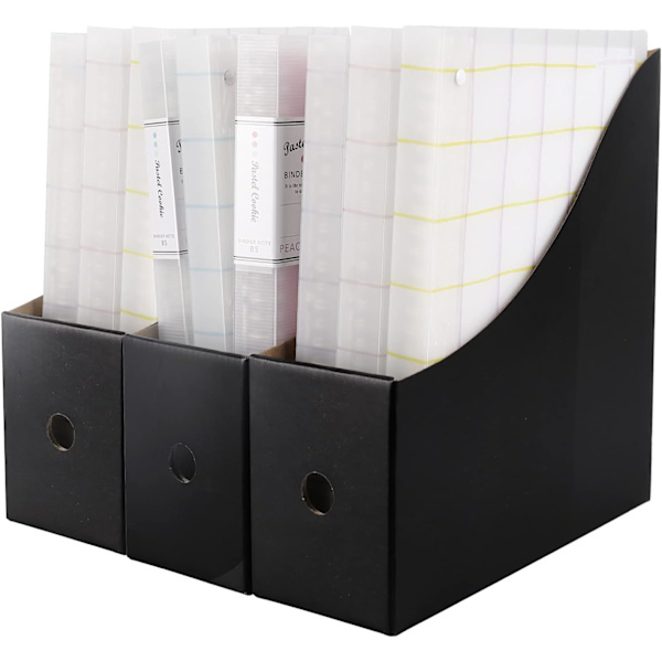 Svart tidningshållare (3-pack), tidningsställ för hem, kontor, skrivbord, 10,6'