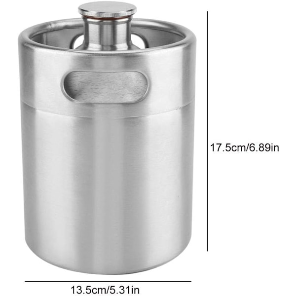 Ölfat, Mini Rostfritt Stål Growler-Stil Fat, Bärbar Ölfat