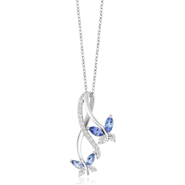 Gem Stone King Blå Tanzanit 925 Sterling Silver Butterfly Infin