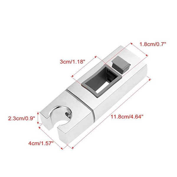 Glidande duschhuvudhållare för skena - 18 x 30 mm - Rektangulär, fyrkantig