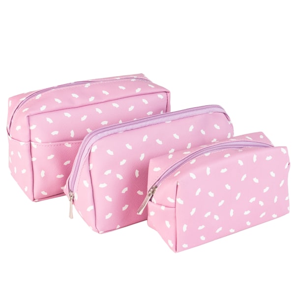3-pack necessärer för smink till henne i rosa vårmode