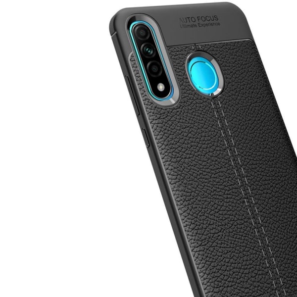 Huawei P40 Lite E - Kraftfullt Litchi Design Skal Svart