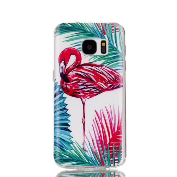 Palm Flamingo - Retroskal av silikon för Samsung Galaxy S7 Edge