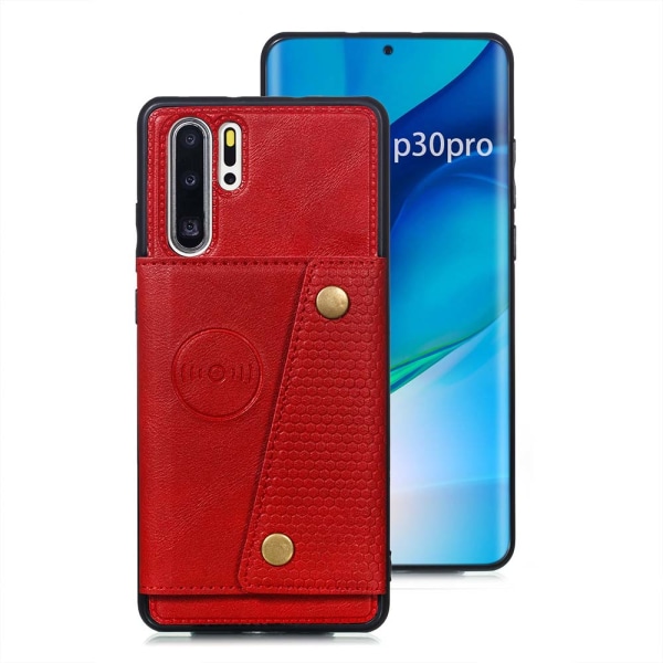 Tyylikäs suojakotelo korttipaikalla - Huawei P30 Pro Röd