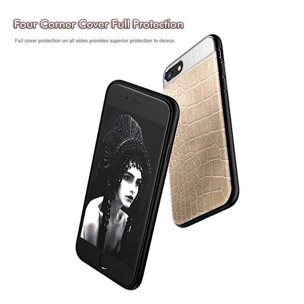 Stilrent Skal i Krokodil-design till iPhone 8 (Kisscase) Svart