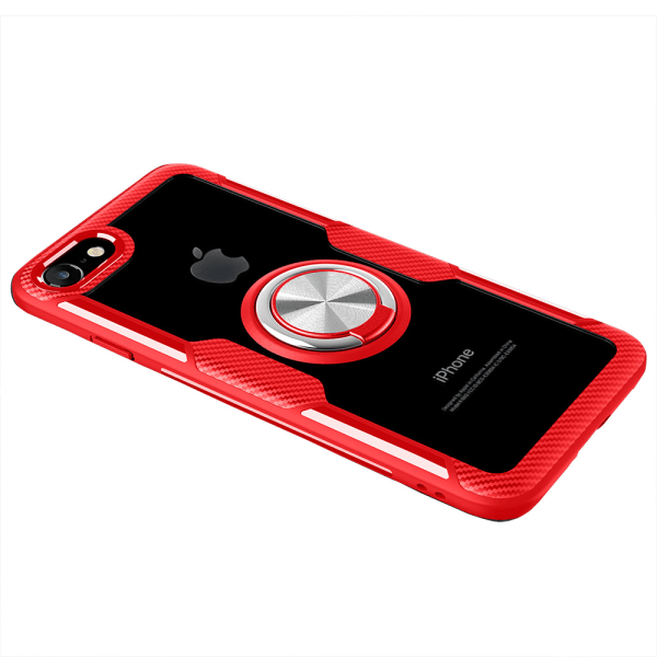 iPhone 6/6S PLUS - Tyylikäs kansi sormustelineellä (LEMAN) Marinblå/Silver