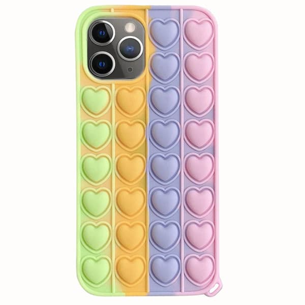 iPhone 12 Pro - Mjukt Fidget Pop It Simple Dimple Silikonskal Rosa-Blå-Gul-Grön