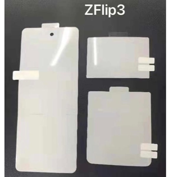 3-PACK Samsung Galaxy Z Flip 3 3-in-1 Hydrogel Skärmskydd Transparent/Genomskinlig