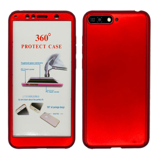 Huawei Y6 2018 - Käytännöllinen suojakuori, kaksipuolinen Röd