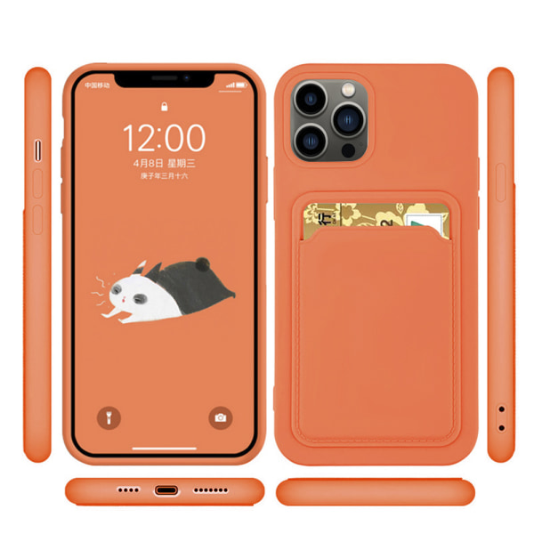 iPhone 12 Pro Max - Glatt FLOVEME-deksel med kortholder Orange
