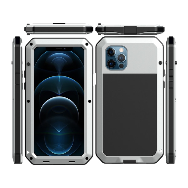 iPhone 14 Pro - Stryktåligt 360-fodral i Aluminium HEAVY DUTY Silver