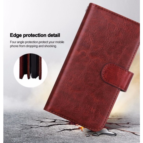 Elegant FLOVEME 9 kort Plånboksfodral för Samsung Galaxy S8+ Röd