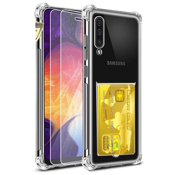 Samsung Galaxy A70 - silikonikuori korttitelineellä (FLOVEME) Transparent/Genomskinlig