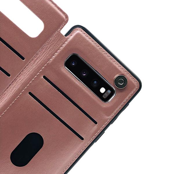 Samsung Galaxy S10 Plus - Praktiskt Skyddande Skal Kortfack Brun