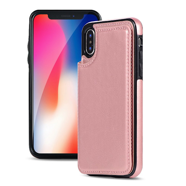 Praktiskt Skal med Kortfack iPhone XS Max (NKOBEE) Roséguld