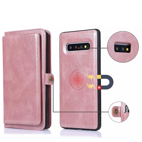 Samsung Galaxy S10 Plus - Praktiskt Plånboksfodral Roséguld