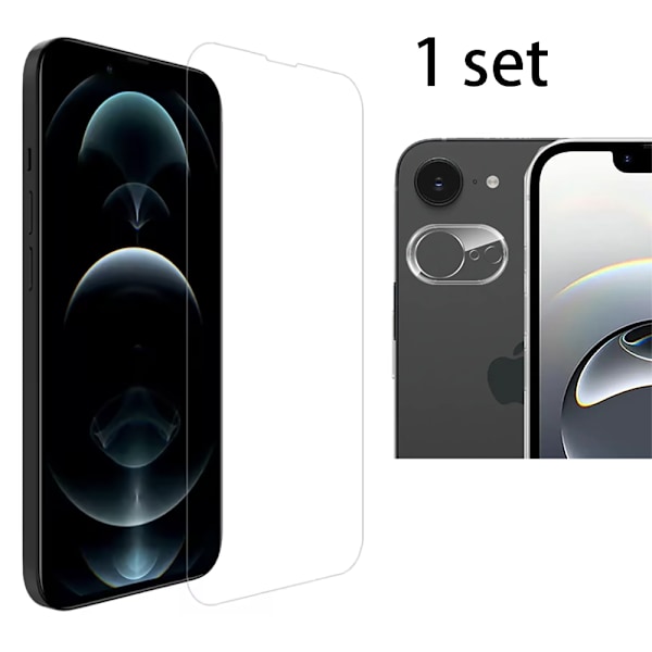 iPhone 16E 1 Set Skärmskydd + Kameralinsskydd HD 0,3mm Transparent