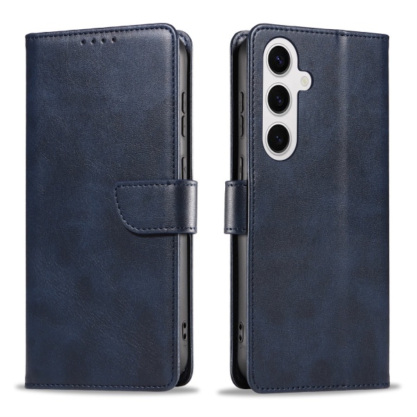 S24 Plus - Elegant Läderplånboksfodral i 6 färger Marine blue