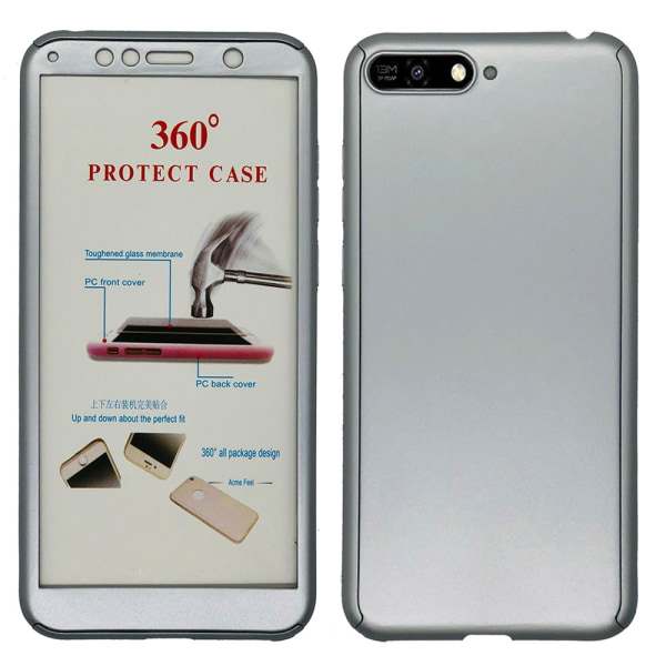 Huawei Y6 2018 - Stilfuldt dobbeltsidet cover Floveme Silver