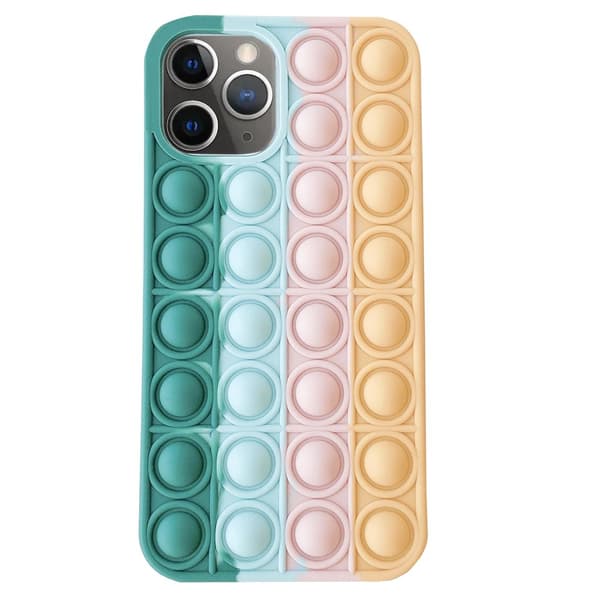 iPhone 12 Pro - Effektfullt Fidget Pop-It Silikonskal Rosa-Lila-Gul-Vit