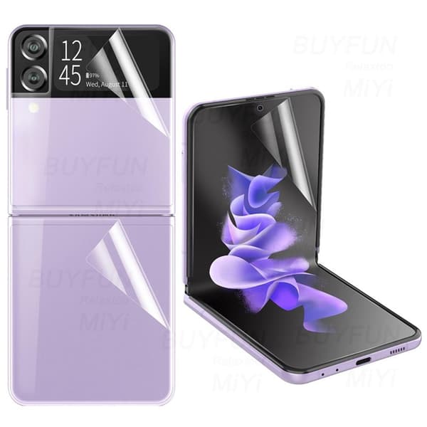 2-PACK Samsung Galaxy Z Flip 3 3-in-1 Hydrogel-näytönsuoja Transparent