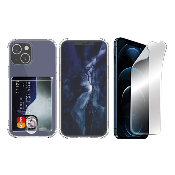 iPhone 13 - 1 Set Skal med Korth�llare & Hydrogel Sk�rmskydd Genomskinlig