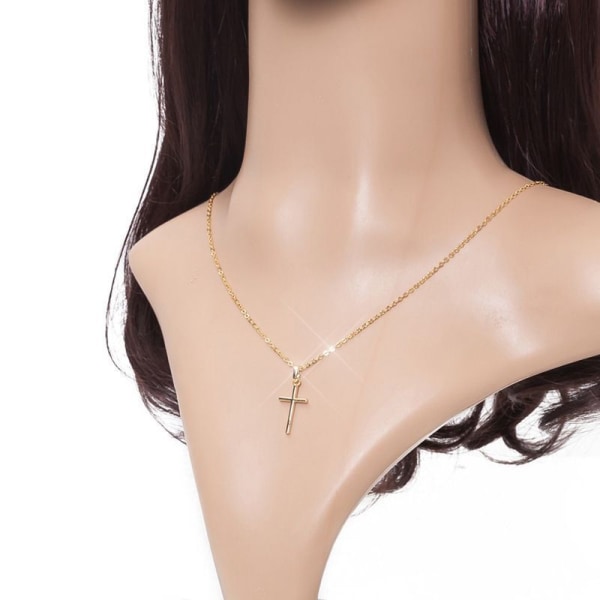 Stilrent Exklusivt Hög Kvalitet Kors Halsband Guld