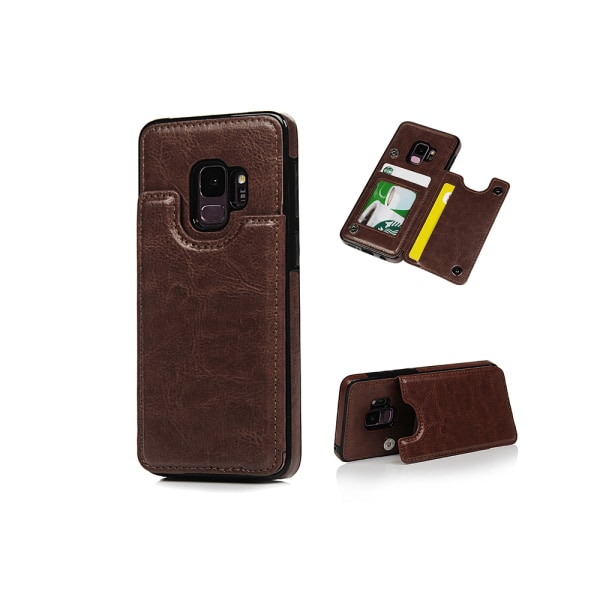 Elegant Skal med Plånbok/Kortfack till Samsung Galaxy S9 Brun