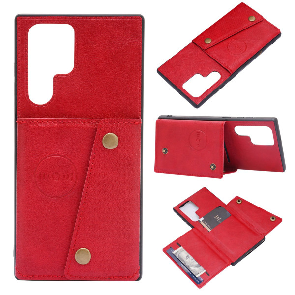 Glat cover med kortholder - Samsung Galaxy S23 Ultra Röd